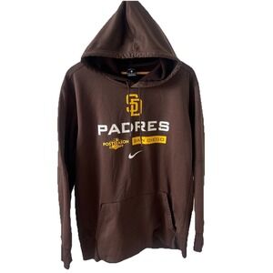 PADRES San Diego MLB NIKE DRI FIT Hoodie Mens  XL Post Season Brown Sweatshirt